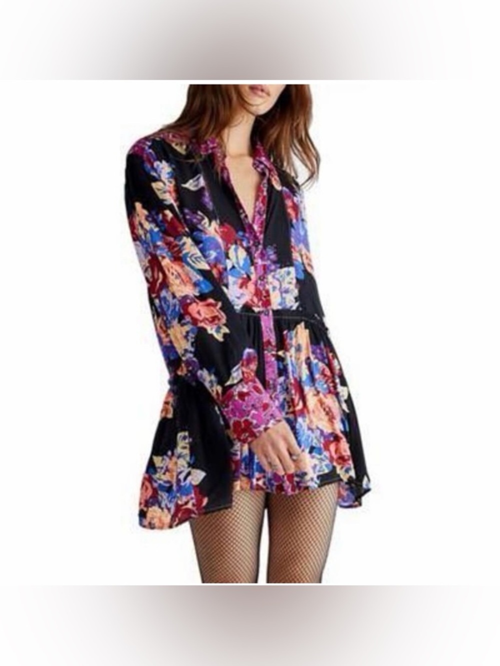 ✨ Free People Floral Boho Tunic Mini Dress‎ Size M ✨